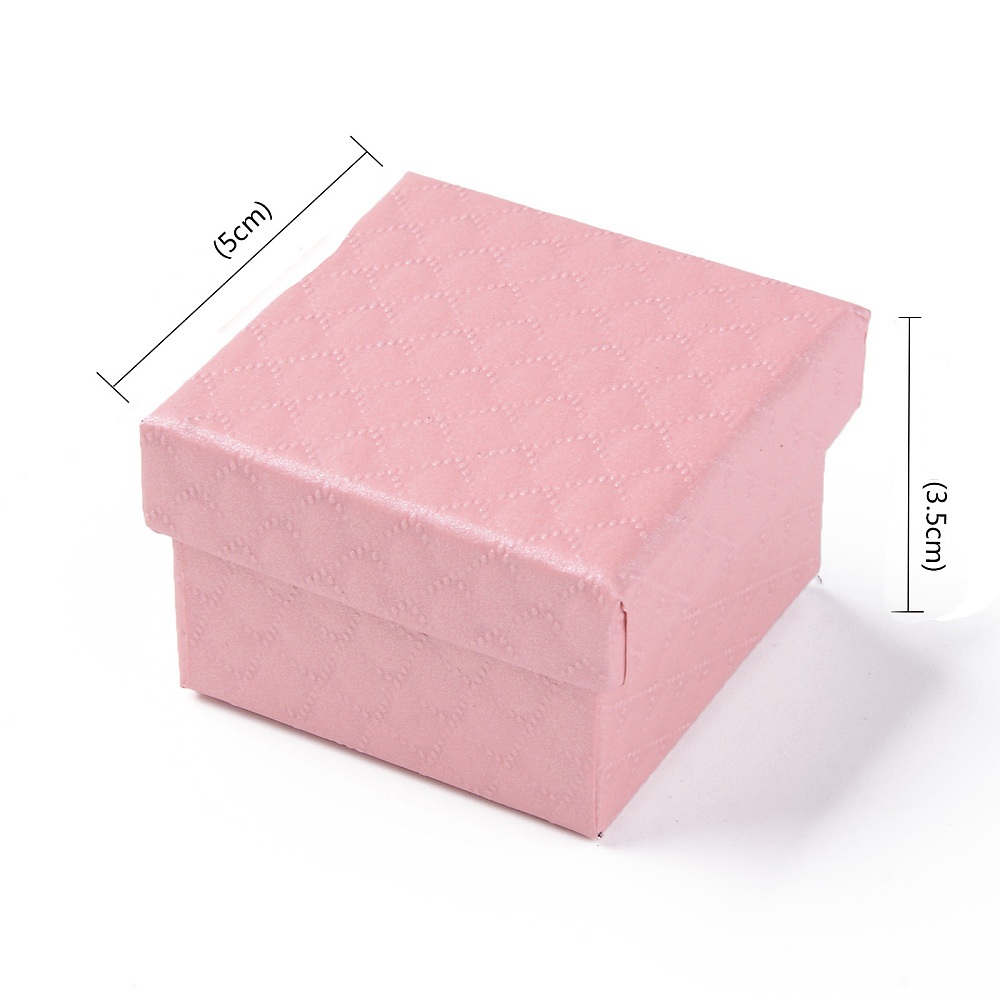 Dárková krabička na šperky růžová 5 × 5 × 3,5 cm, papírová s víkem