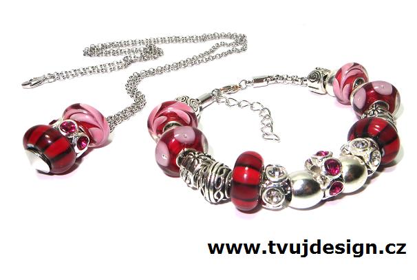 Náramek s korálky BOGI TOPBEADS BURGUNDY