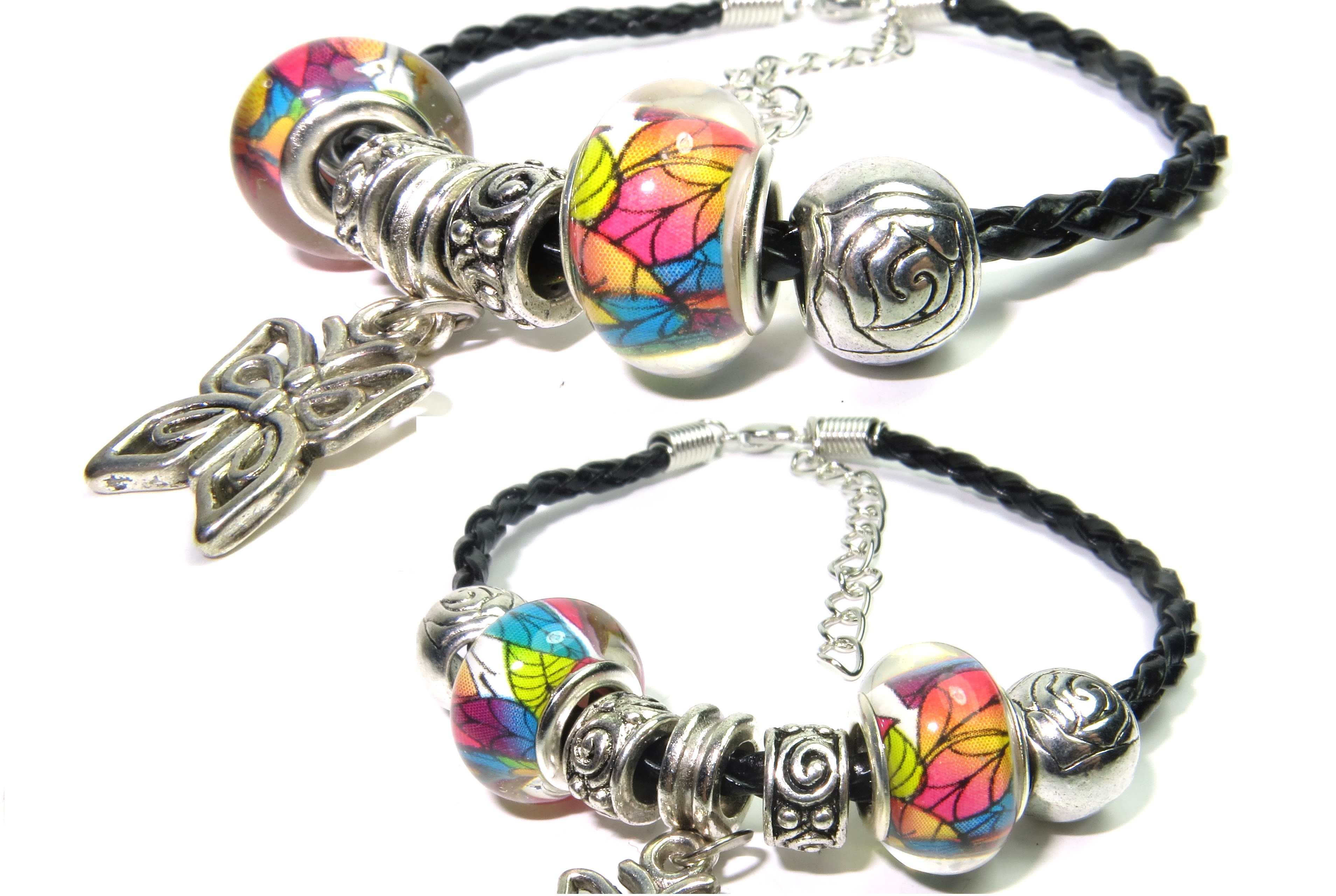 Náramek s korálky Barevný motýl - TOPBEADS 19-21 cm