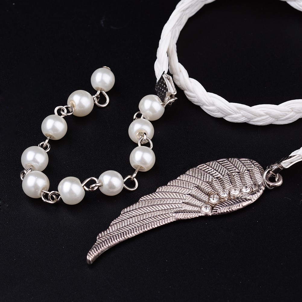 Záložka do knihy s přívěskem andělské křídlo a perličky