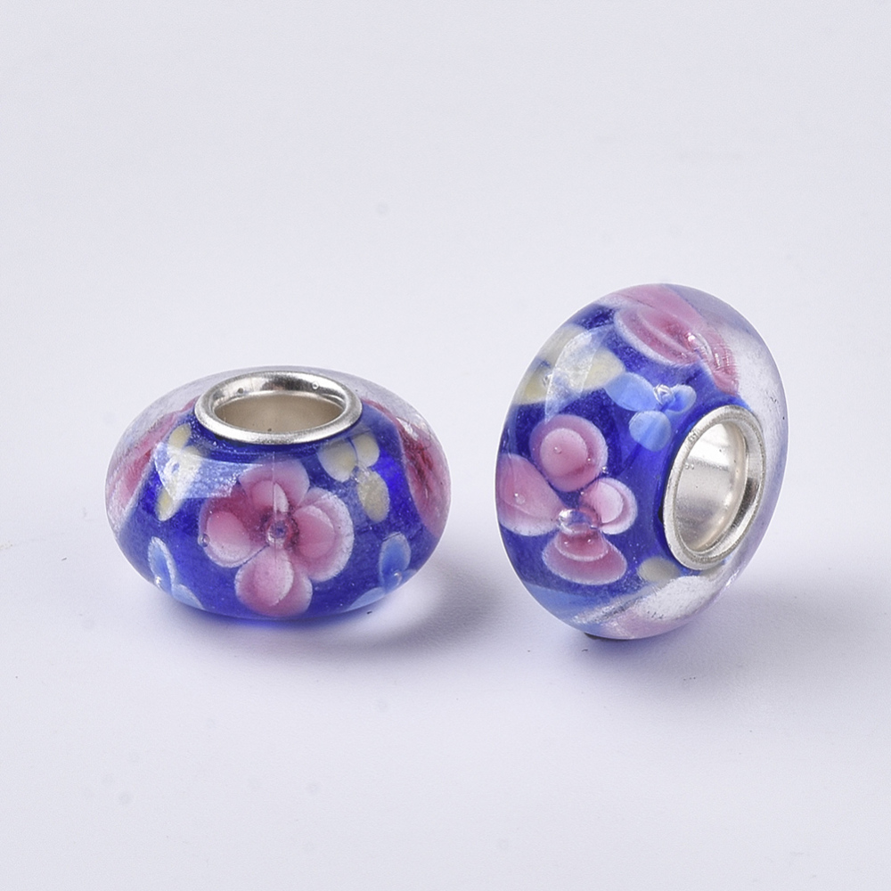 Korálek na náramek skleněný - Modrá louka (TOPBEADS)