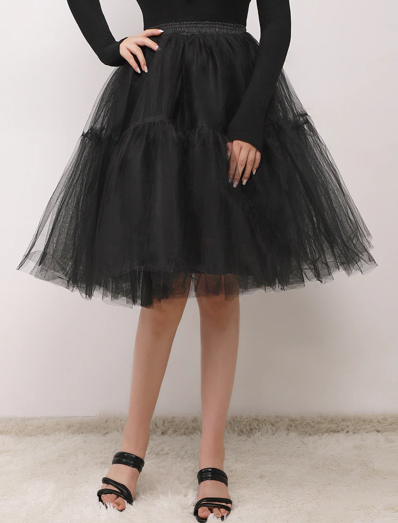 Sukně tutu petti tylová černá spodnička 6 vrstev 60 cm