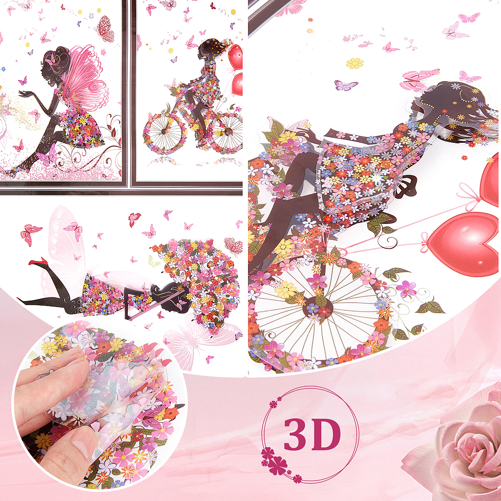 Samolepky na zeď - Víla s motýly (3D sada 3 obrazů)