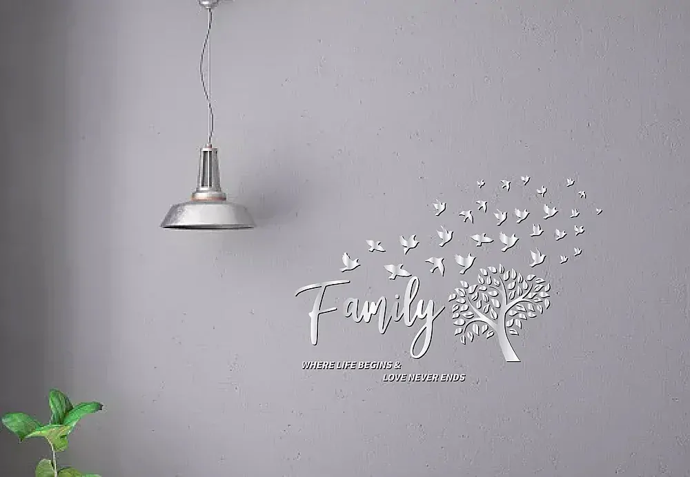 Samolepky na zeď zrcadlové - Strom Family Rodina