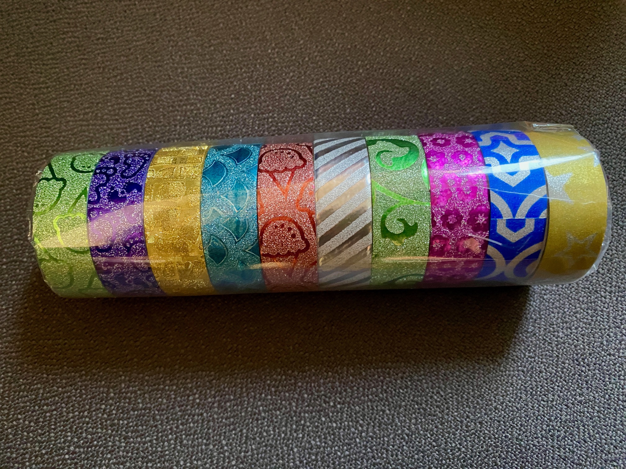 Samolepky dekorativní, lepící pásky ozdobné glitr dekor, výroba, zdobení, scrapbook - sada 10 ks pásek