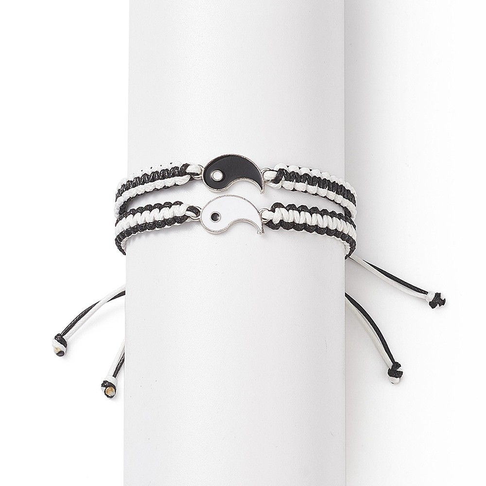 Náramek pro dva Jin Jang černobílý 2 kusy 