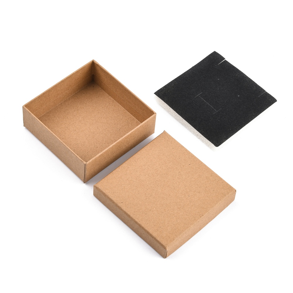 Dárková krabička s víčkem hnědá přírodní 9x9x3 cm karton