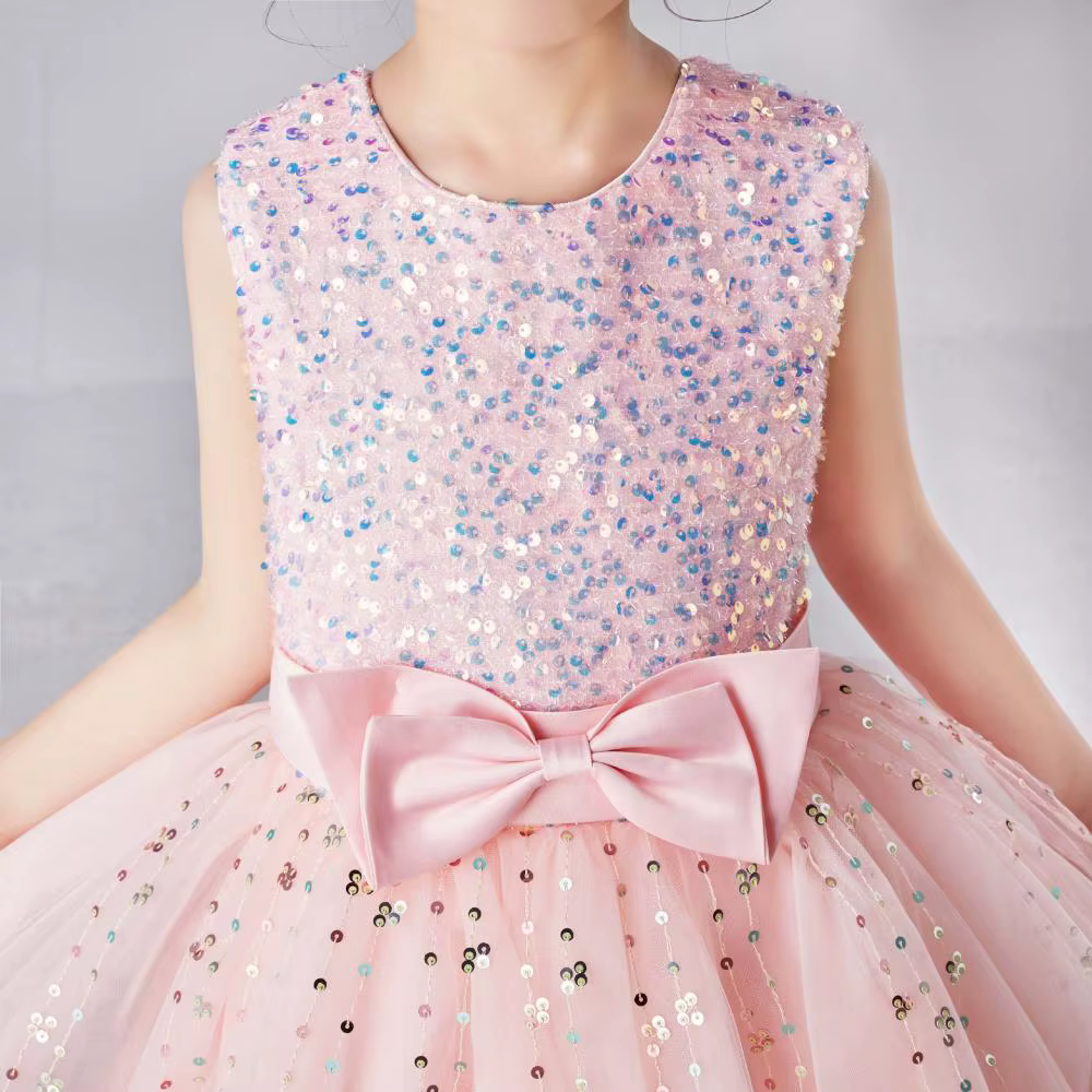 Šaty dětské dlouhé slavnostní růžové Kate princeznovské s flitrem