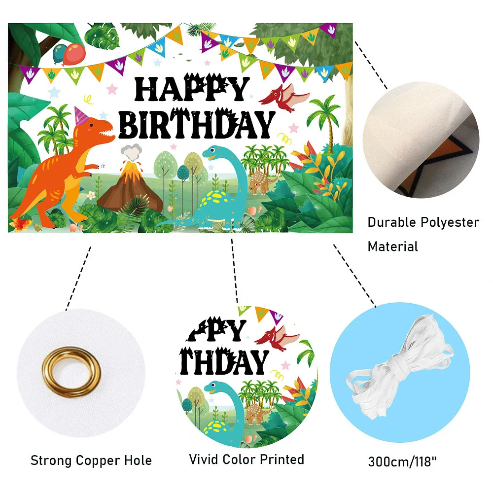 Narozeninová dekorace velký závěsný banner Dinosauři Happy Birthday