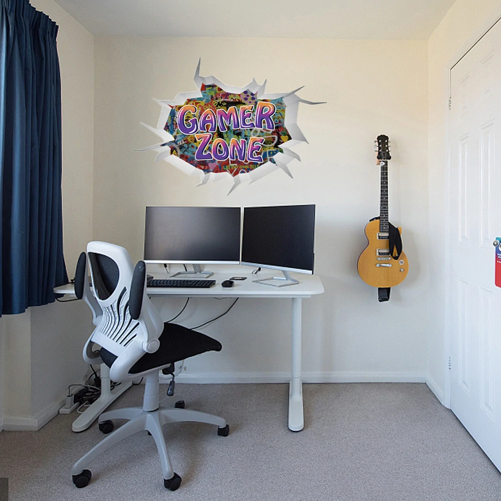 Samolepky na zeď - Gamer Zone - hráčská zóna (97x75 cm)