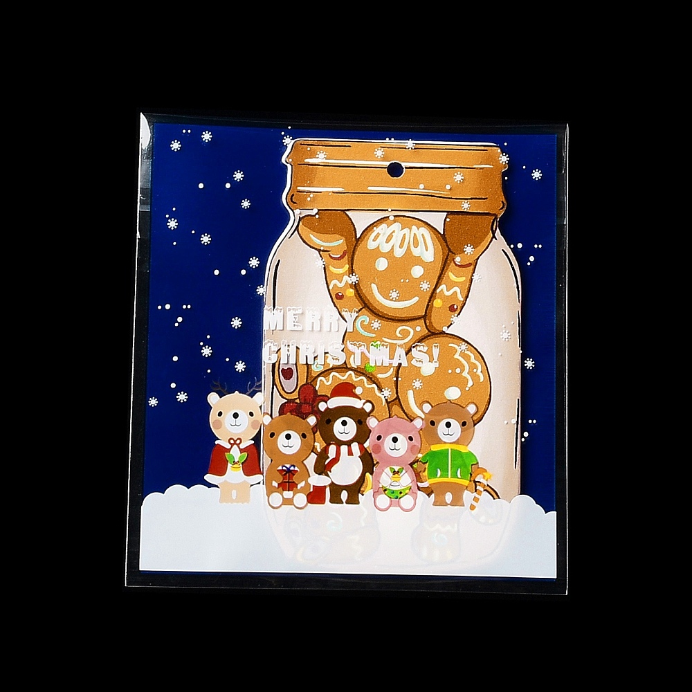 Vánoční celofánový sáček 11x10 cm na šperky, cukroví a dárky – Modří medvídci