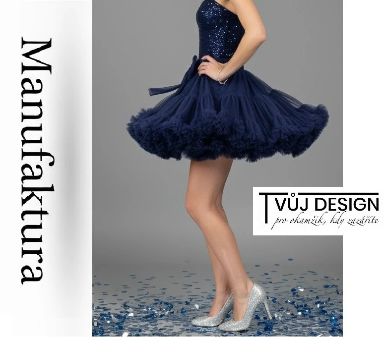 Dámská Sukně Tutu Petti Modrá Noc Tylová - Manufaktura Extra Objem Tvujdesign