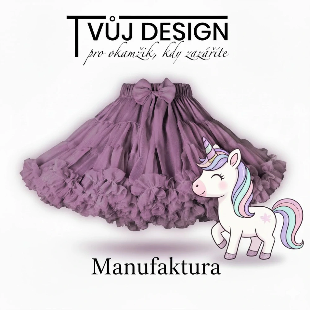 Sukně Dívčí Tutu Petti Fialová Švestková Jednorožčí Sen - Manufaktura Extra Objem