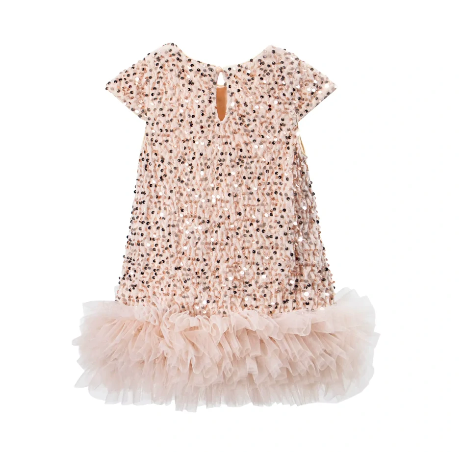 Dívčí šaty Tutu Petti s flitrem slavnostní Růžová magenta