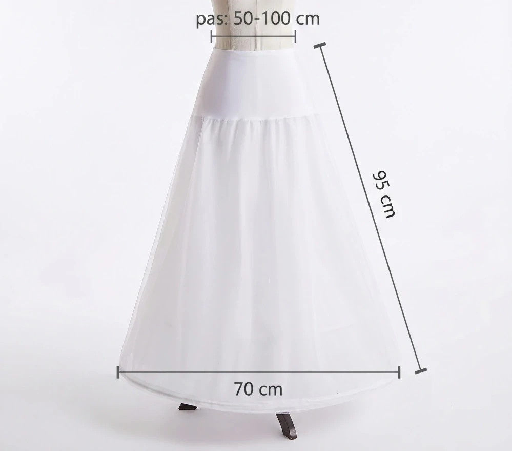 Bílá spodnička s obručí v dolní části pod společenské a svatební šaty, 95 cm
