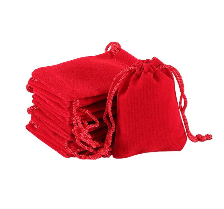 Dárkový sametový červený sáček 7x5 cm - red velvet