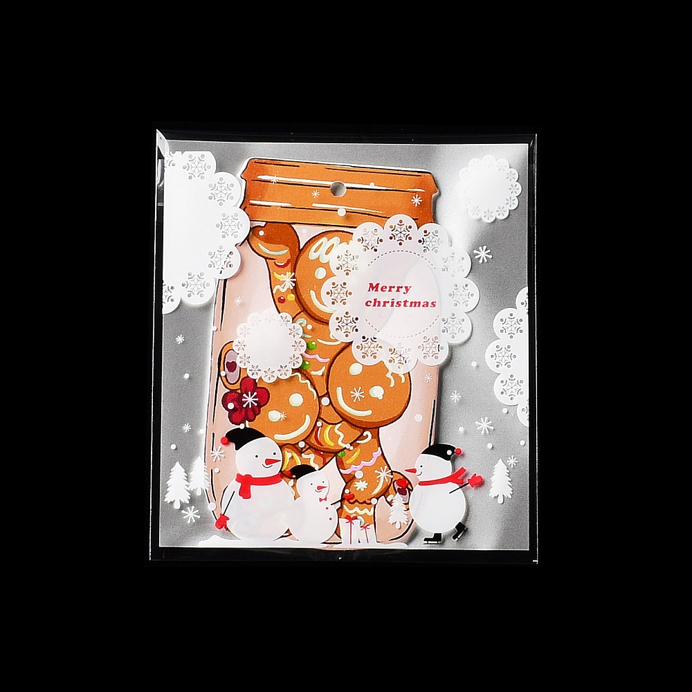 Vánoční celofánový sáček 11x10 cm na šperky, cukroví a dárky – Sněhuláci