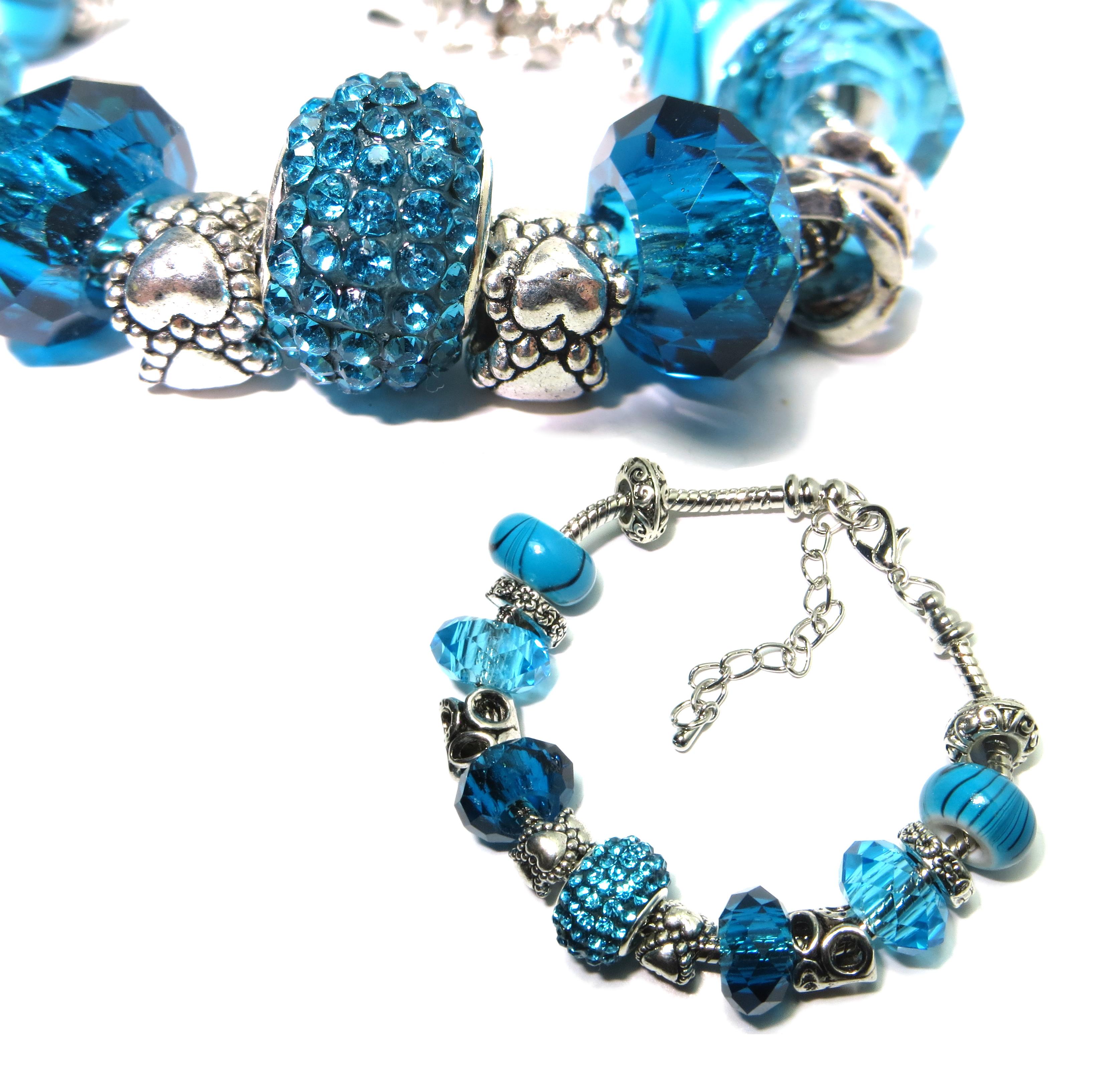 Náramek s korálky ICE TYRKYS LOOK TOPBEADS + dárková krabička