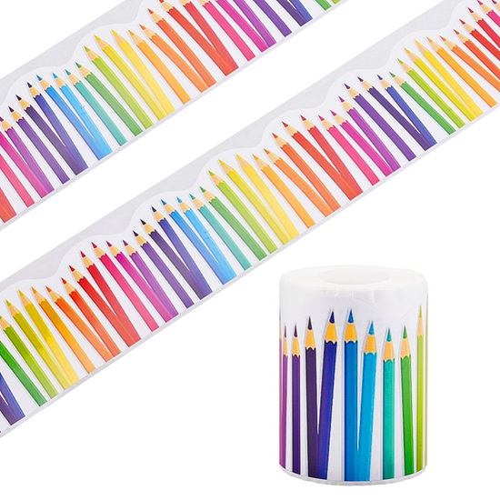 Samolepka na zeď – bordura Barevné pastelky 18 m (7,5 cm)