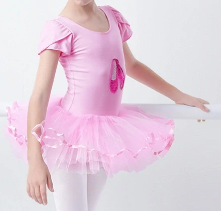 Dívčí baletní dres s tutu sukní a flitry – růžová baletka
