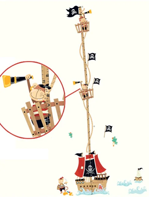 Dětský růstový metr na zeď - Pirátská loď