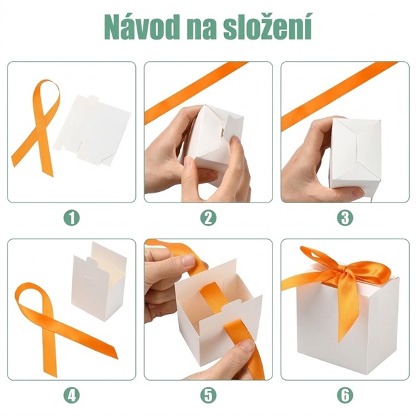 Skládací dárkové krabičky bílé se stuhou 7x5x7 cm (30 ks)