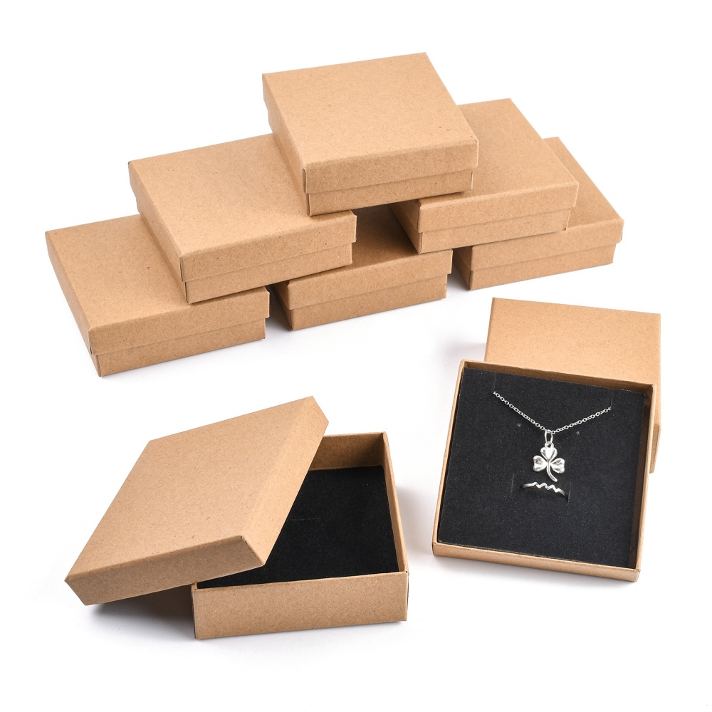 Dárková krabička s víčkem hnědá přírodní 9x9x3 cm karton