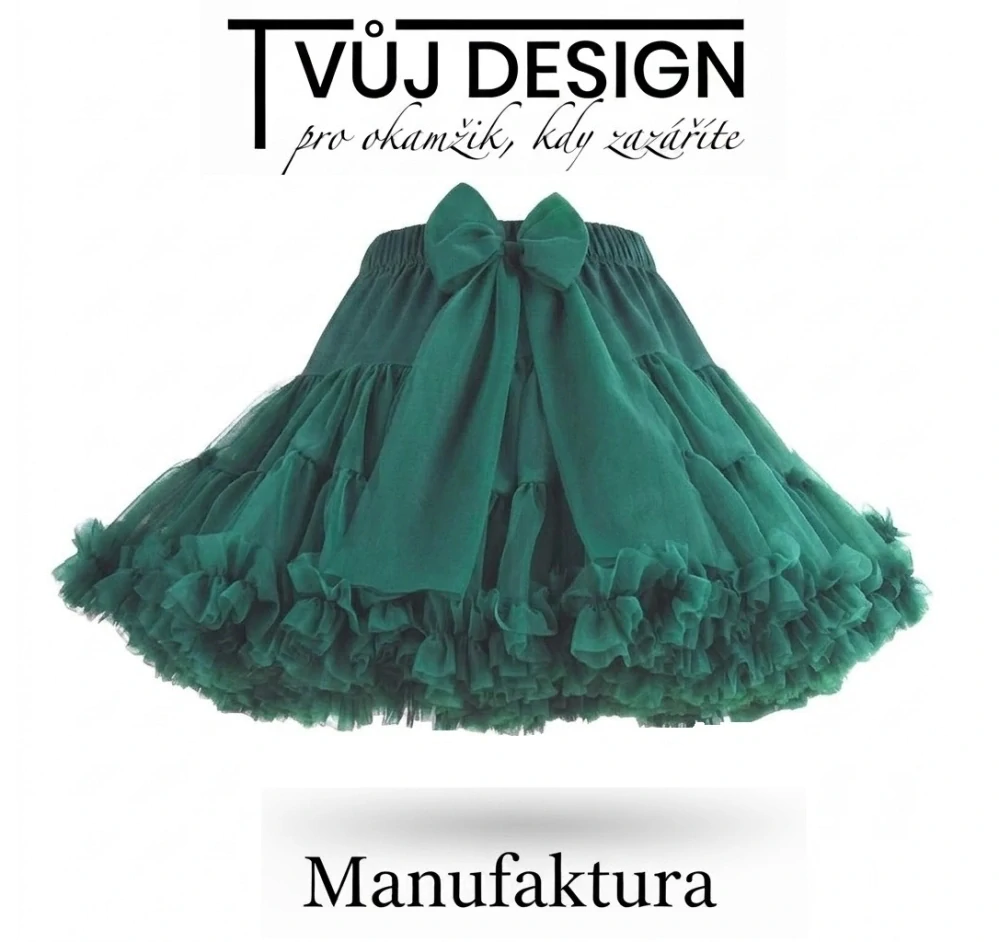 Dámská Sukně Tutu Petti Zelená Smaragd Tylová - Manufaktura Extra Objem Tvujdesign