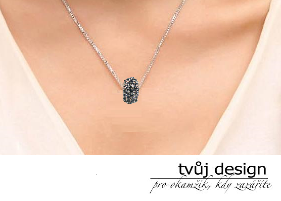 Korálek na náramek s krystalky - černošedý black diamond - TOPBEADS
