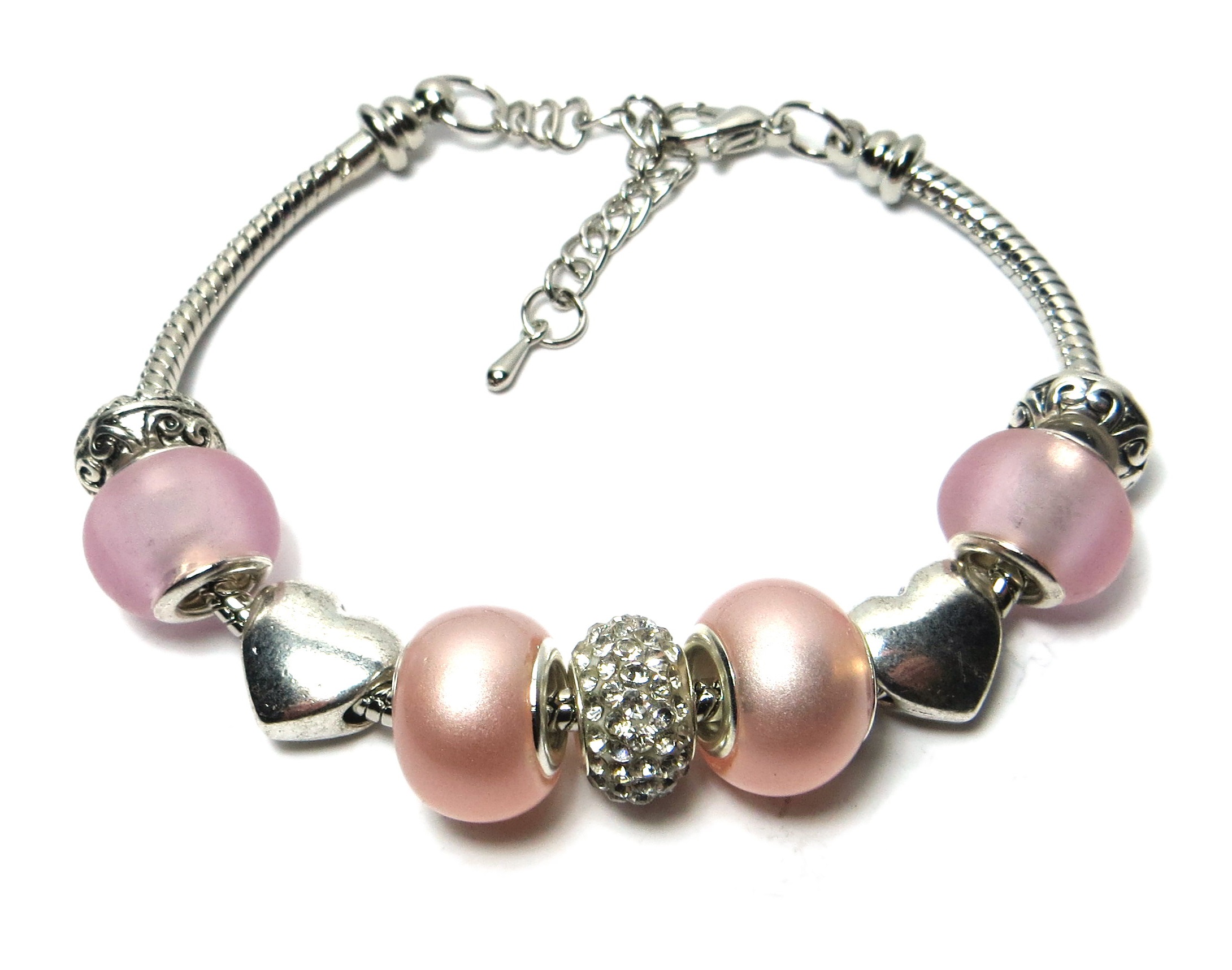 Náramek s korálky 1 LOVE PINK TENDER - TOPBEADS 19-22 cm