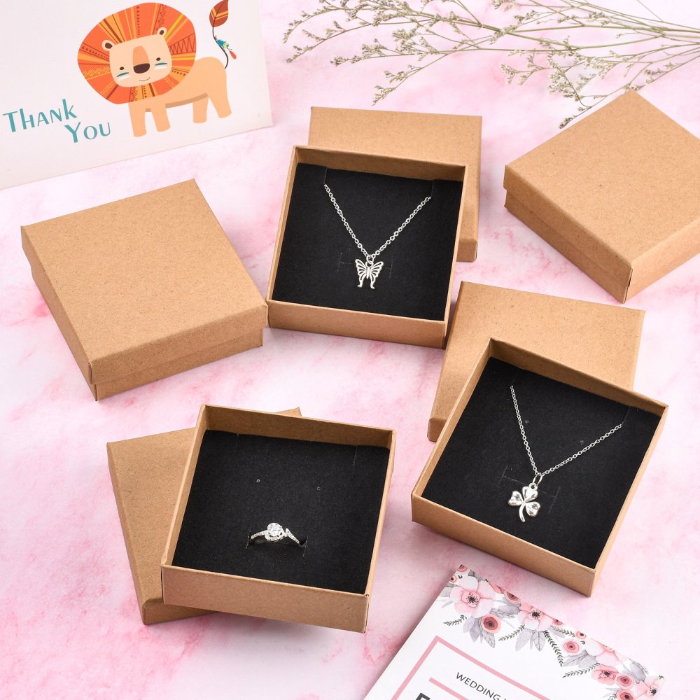 Dárková krabička s víčkem hnědá přírodní 9x9x3 cm karton