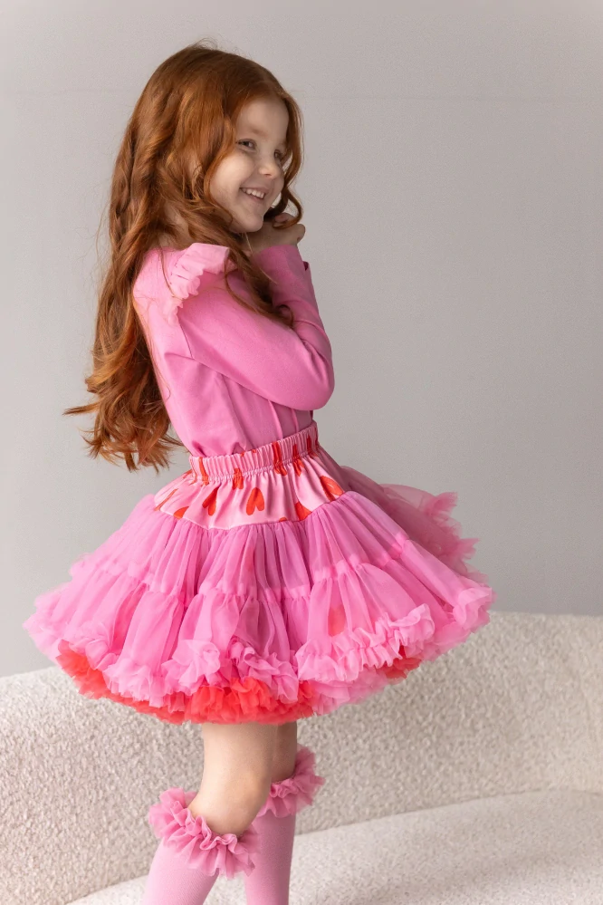 Sukně Dívčí Tutu Petti Oboustranná Srdíčková - Manufaktura Extra Objem