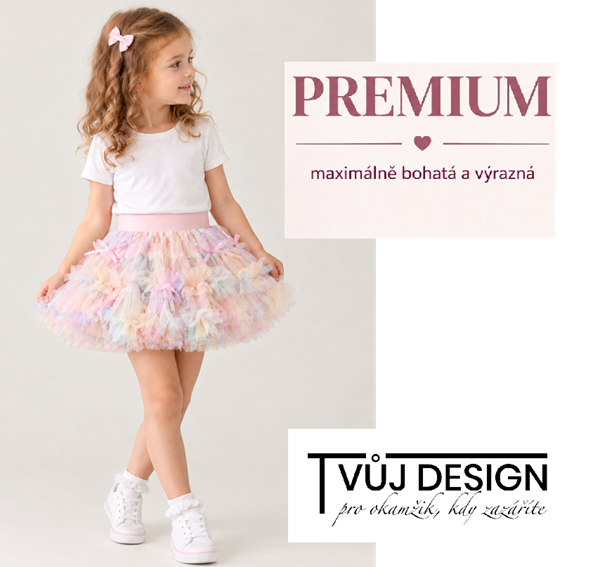 Dívčí Sukně TUTU PETTI Luxus TOP objem - Duhové mašličky