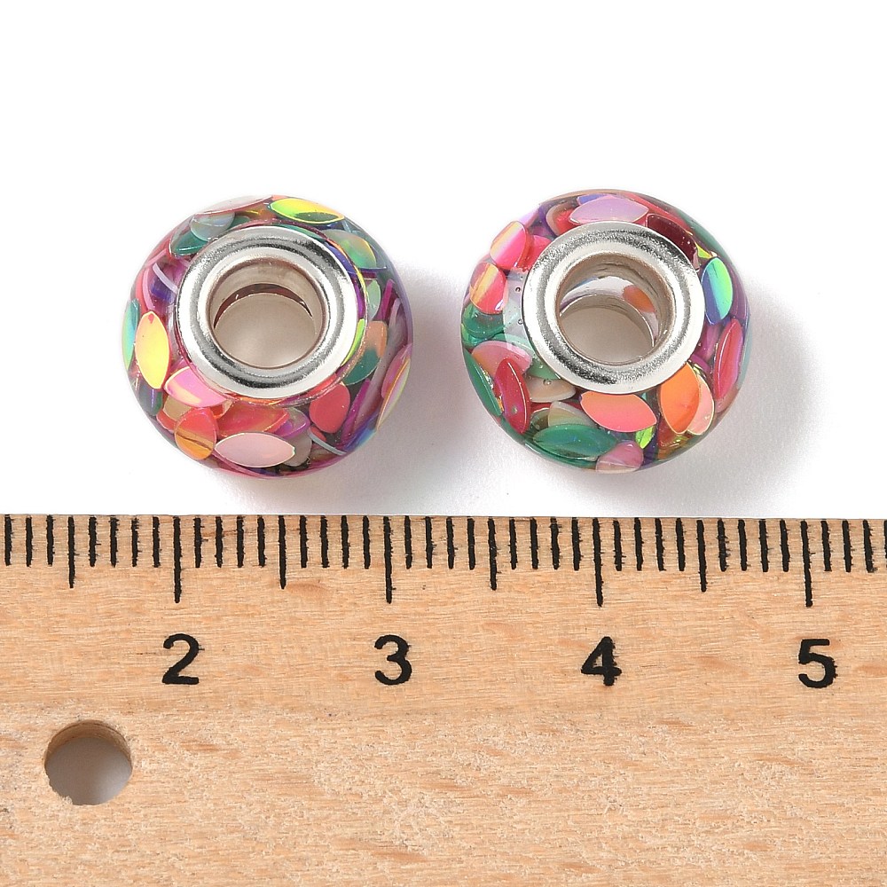 Duhové pryskyřičné korálky s velkým průvlekem – sada 15 ks (TOPBEADS)