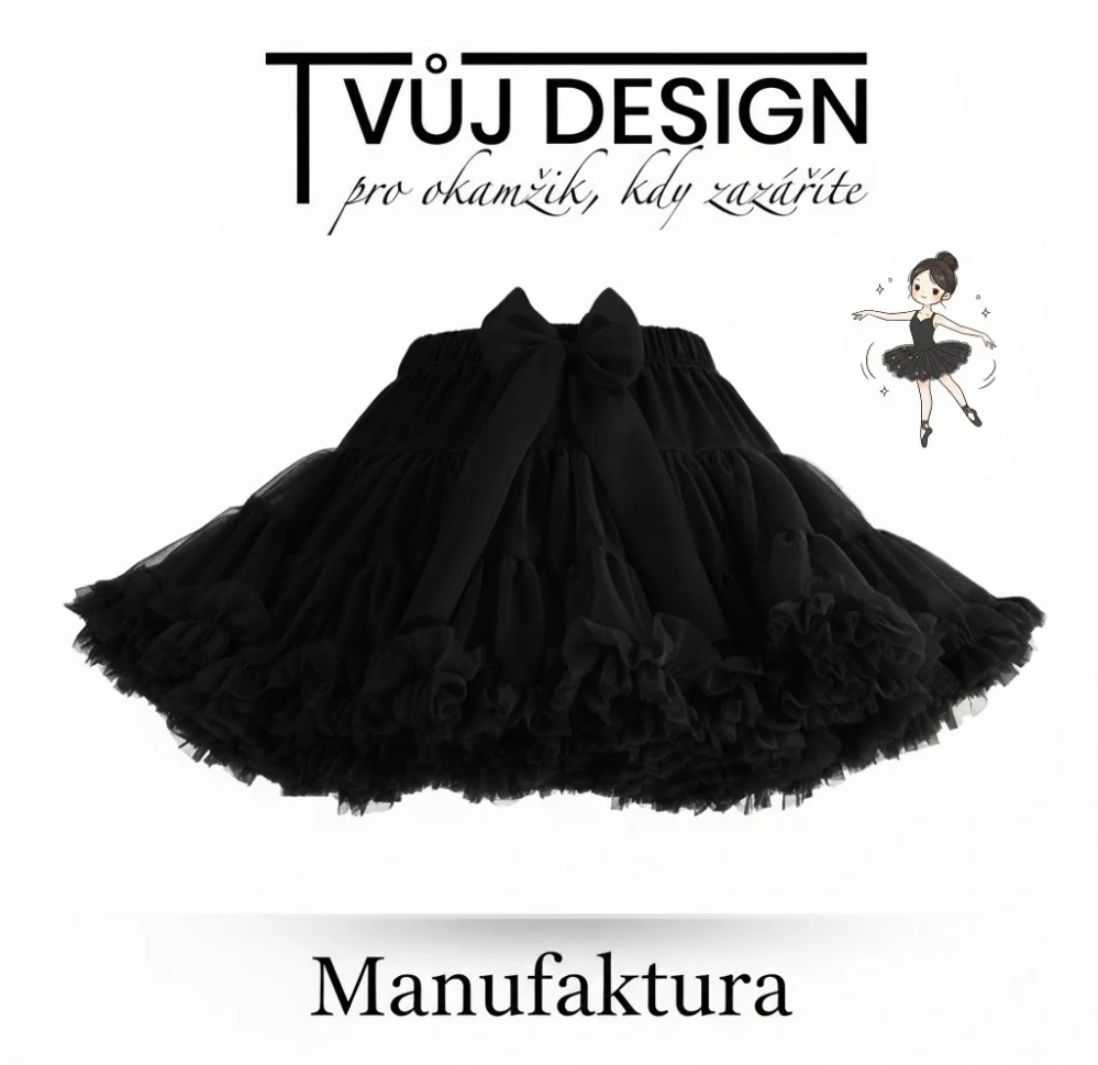 Sukně Dívčí Tutu Petti Černá Tanečnice - Manufaktura Extra Objem