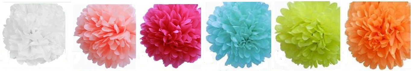 Papírové květinové koule Pom-poms 20cm - modrá azuro