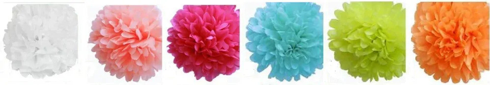 Papírové květinové koule Pom-poms 15cm Sada 10 kusů