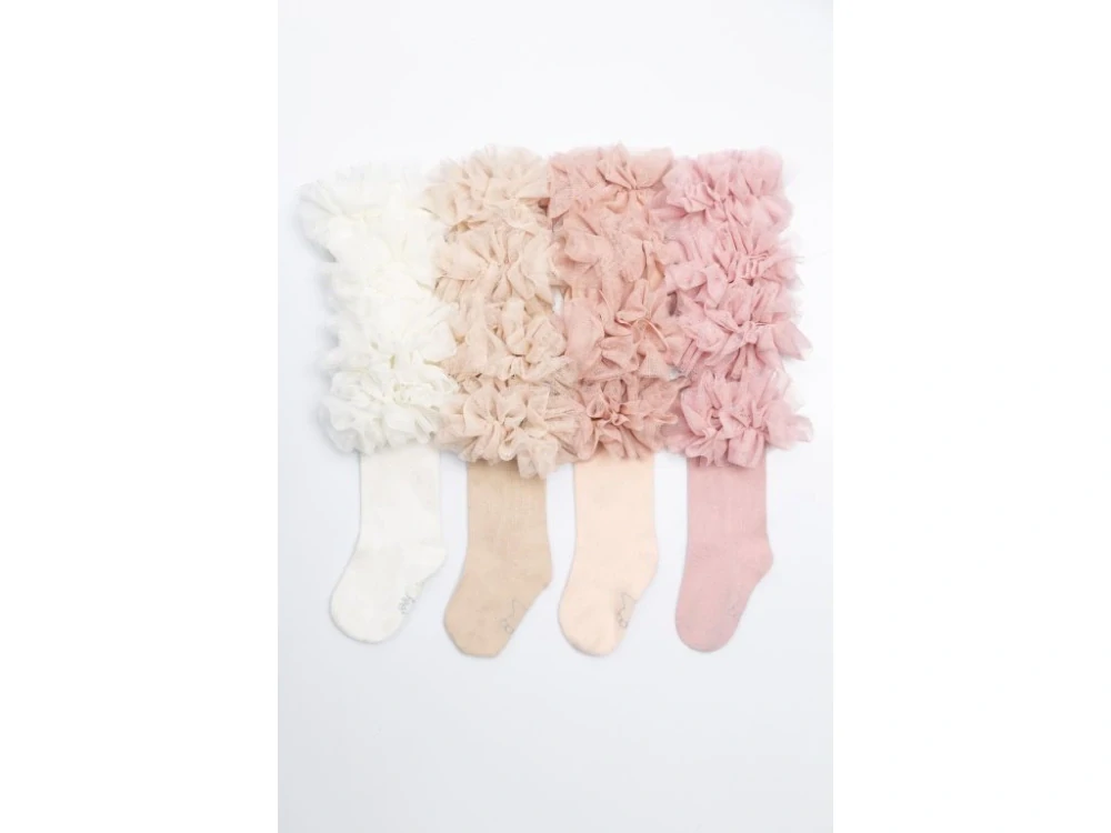 Dětské a dívčí podkolenky s volánky bílé Tutu design - slavnostní a elegantní podkolenky