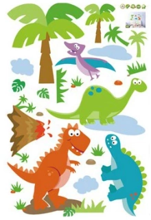 Samolepky na zeď Dinosauři barevní (arch 60x90 cm)