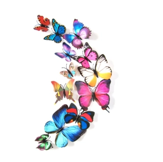 3D motýli – samolepky na zeď i magnet (sada 12 ks, 16 barev)