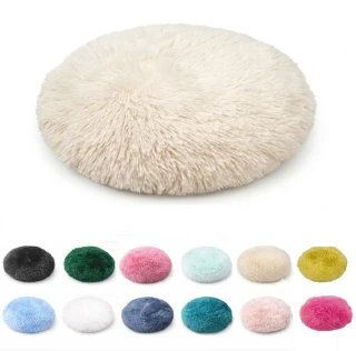 Chlupatý polštář kulatý 50 cm - plyšový sedací podsedák (12 barev)