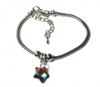Náramek s přívěskem Hvězdička krystal duhovaný - TOPBEADS 19 cm