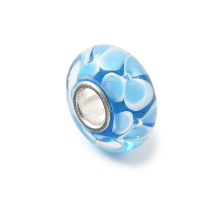 Korálek na náramek skleněný Modré Pomněnky - TOPBEADS