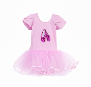 Dívčí baletní dres s tutu sukní a flitry – růžová baletka