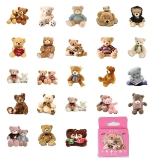 Samolepky a nálepky - Medvídci Teddy Bear (46 ks) v dárkové krabičce