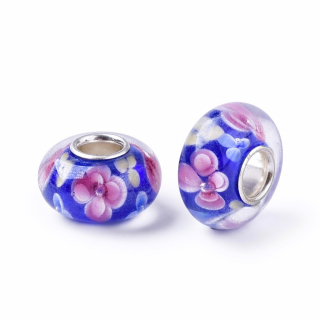 Korálek na náramek skleněný - Modrá louka (TOPBEADS)