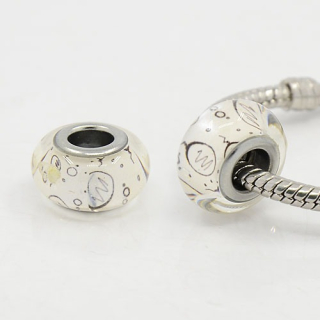 Korálek bílý kresba balonky akryl - TOPBEADS