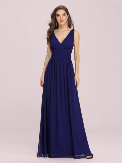 Šaty dámské a dívčí teens EP slavnostní dlouhé navy blue Ester ramínka modré tmavé plesové svatební šaty