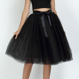 Sukně tutu petti tylová černá spodnička 6 vrstev 60 cm