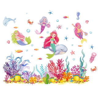 Samolepky na zeď dětské - Oceán a mořská panna